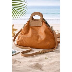 Women’s Faux Leather & Woven Convertible Shoulder Bag – Island Dream